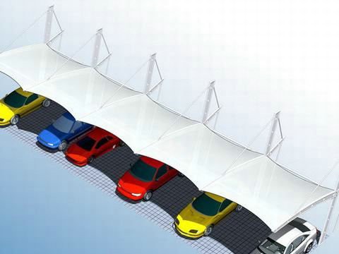 索膜結(jié)構(gòu)停車(chē)棚效果圖 